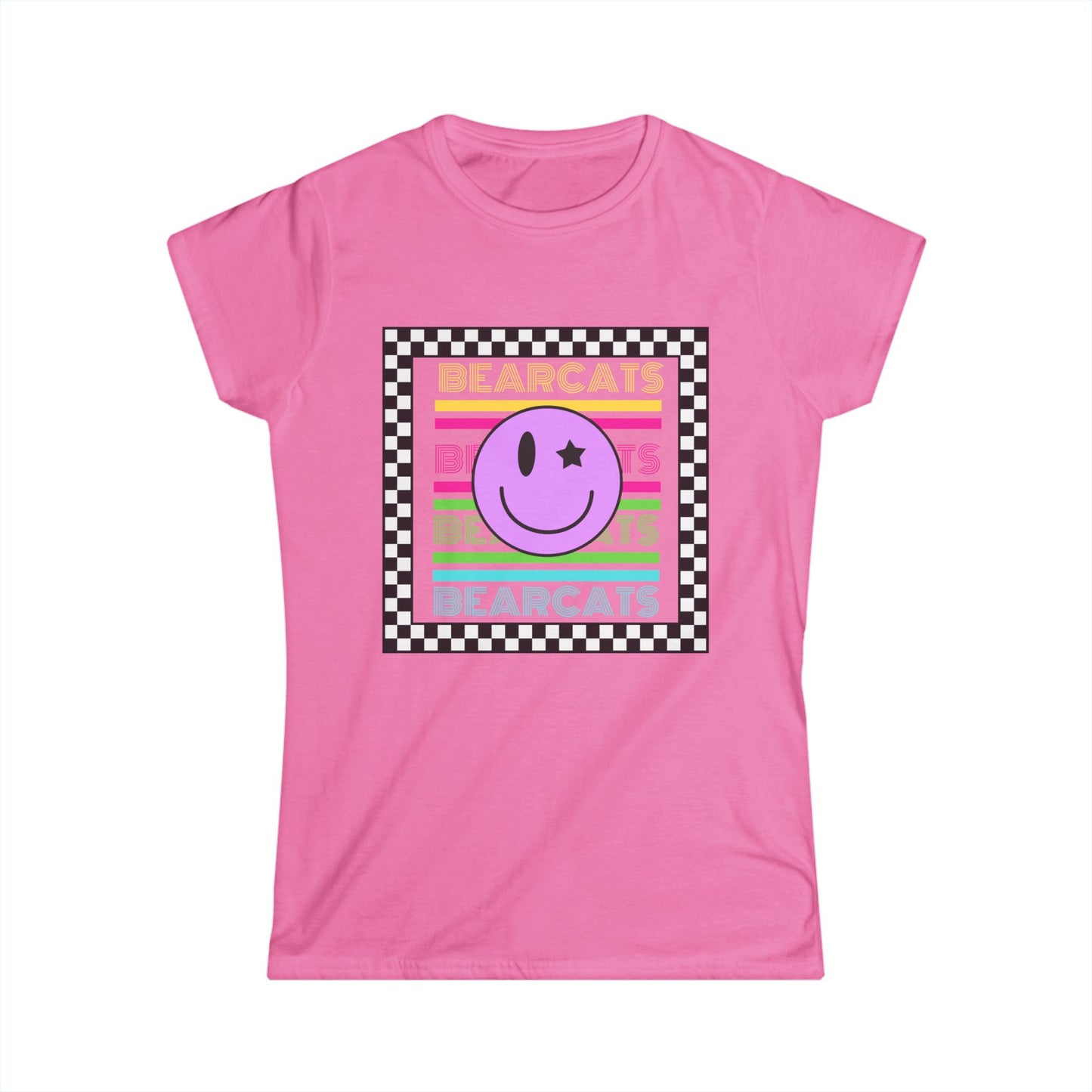 Retro Smiley Bearcats Women's Softstyle Tee - Fun & Comfy Graphic T-Shirt
