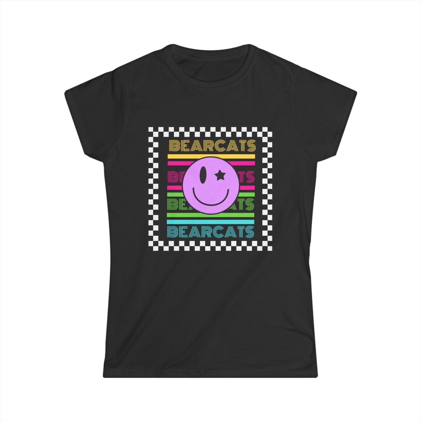 Retro Smiley Bearcats Women's Softstyle Tee - Fun & Comfy Graphic T-Shirt