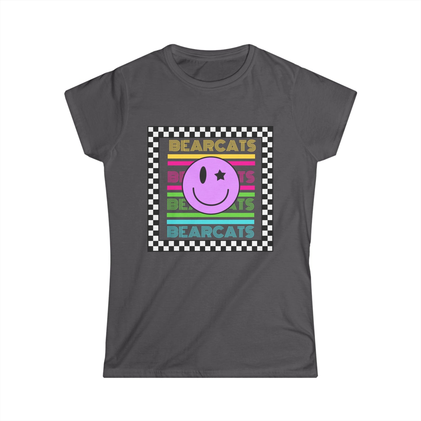 Retro Smiley Bearcats Women's Softstyle Tee - Fun & Comfy Graphic T-Shirt