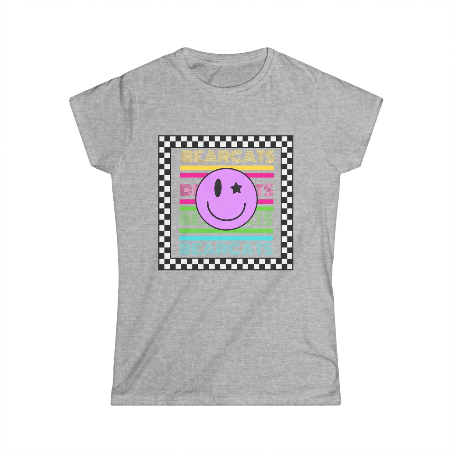 Retro Smiley Bearcats Women's Softstyle Tee - Fun & Comfy Graphic T-Shirt