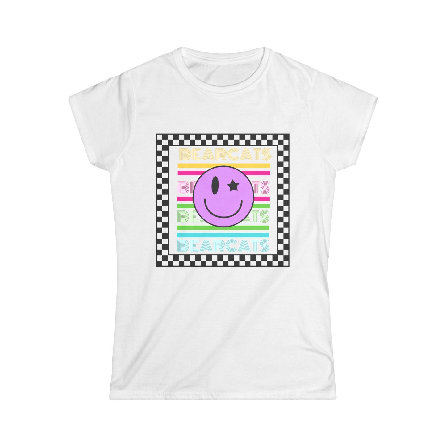 Retro Smiley Bearcats Women's Softstyle Tee - Fun & Comfy Graphic T-Shirt