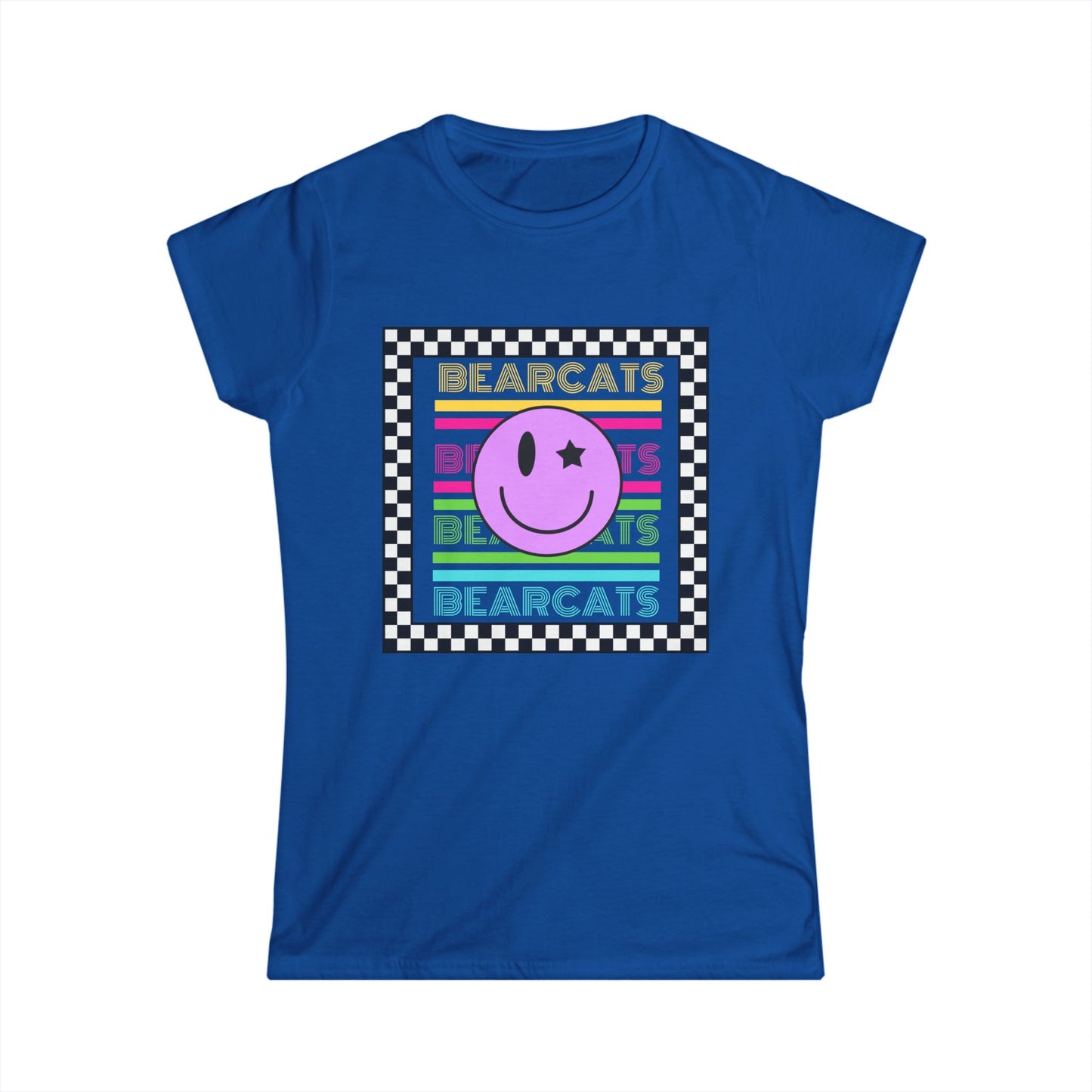Retro Smiley Bearcats Women's Softstyle Tee - Fun & Comfy Graphic T-Shirt